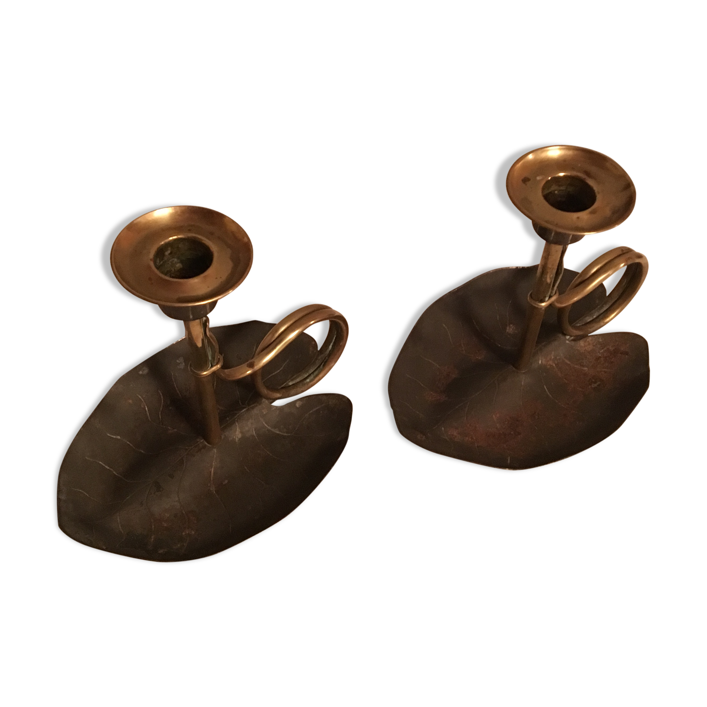 Pair of Art Nouveau-style "water lily" candlesticks