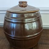Glazed stoneware barrel pot