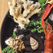 Unusual vintage wall plate seafood curiosity cabinet