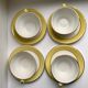 Lot de 4 tasses et sous-tasses jaune canari moulin des loups années 50