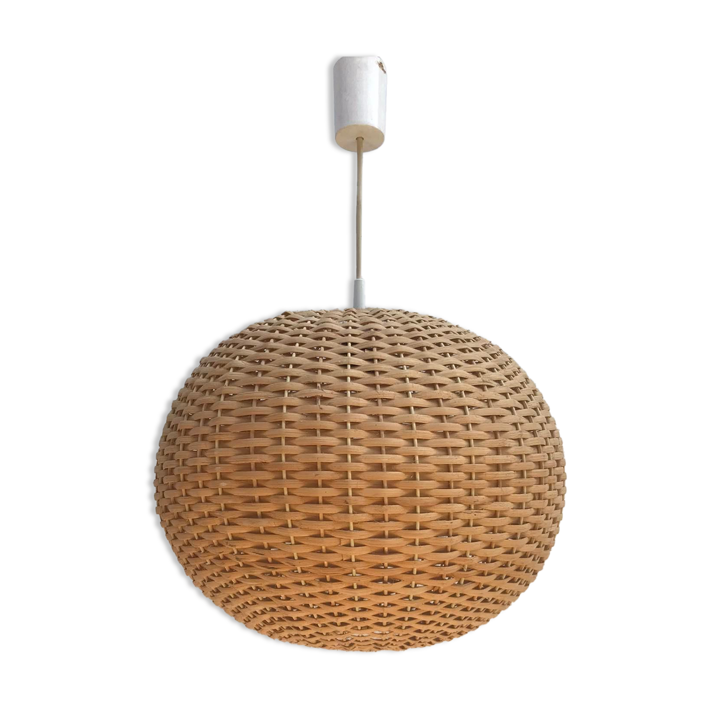Hanging woven rattan lamp from the 1960s by Jansen Leuchten