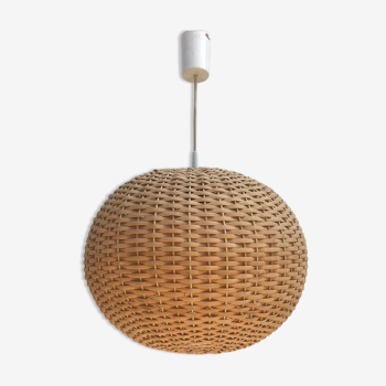 Hanging woven rattan lamp from the 1960s by Jansen Leuchten