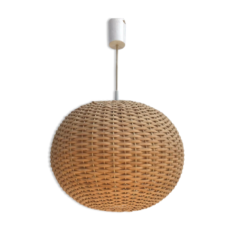 Hanging woven rattan lamp from the 1960s by Jansen Leuchten