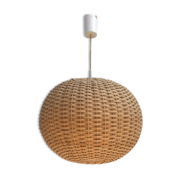 Hanging woven rattan lamp from the 1960s by Jansen Leuchten