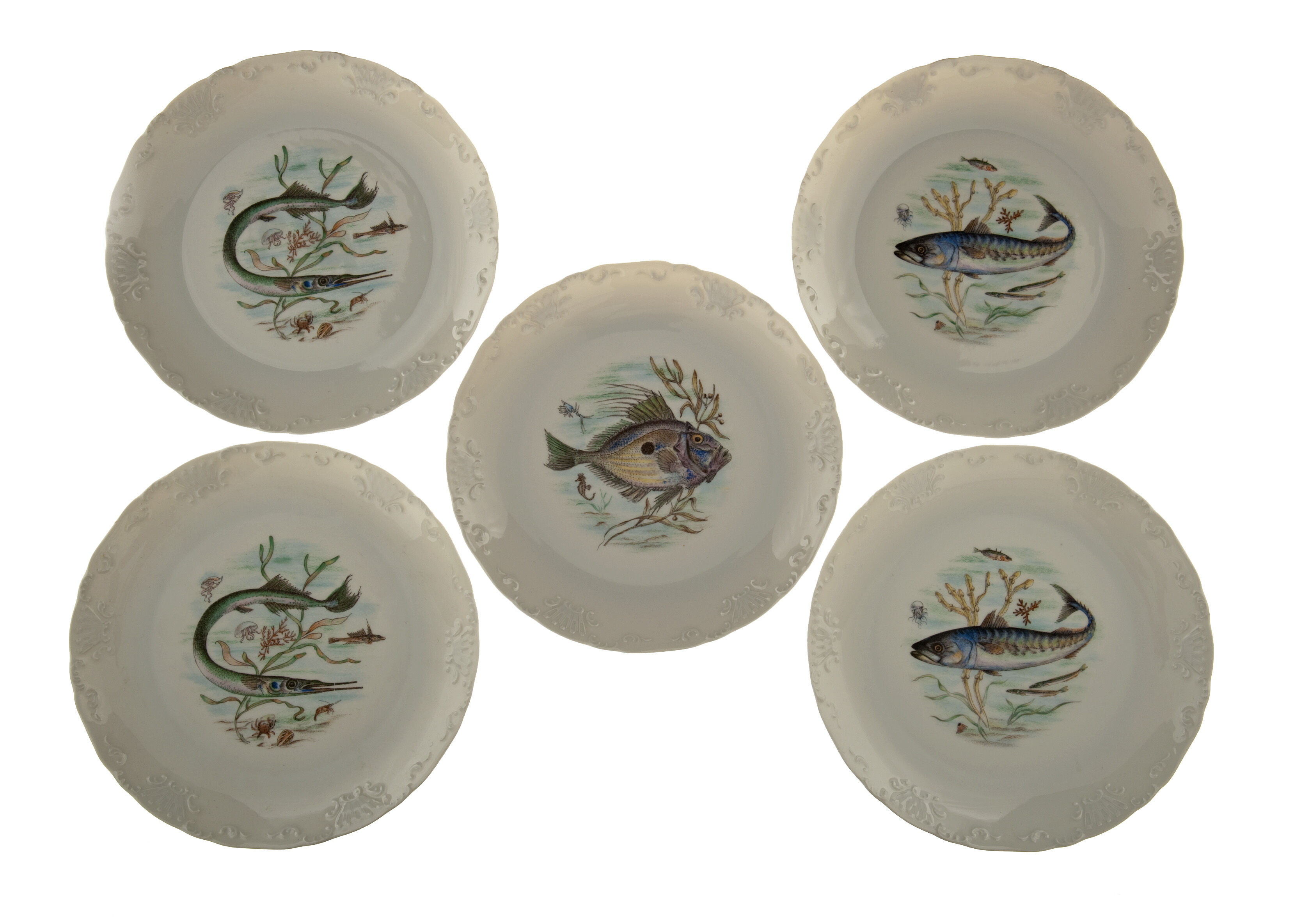 Vintage GL Limoges porcelain fish service