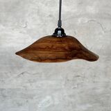 Small pendant light in corrugated teak leaf (Small D:30 H:20)