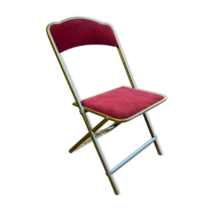 Chaise pliante velours rouge