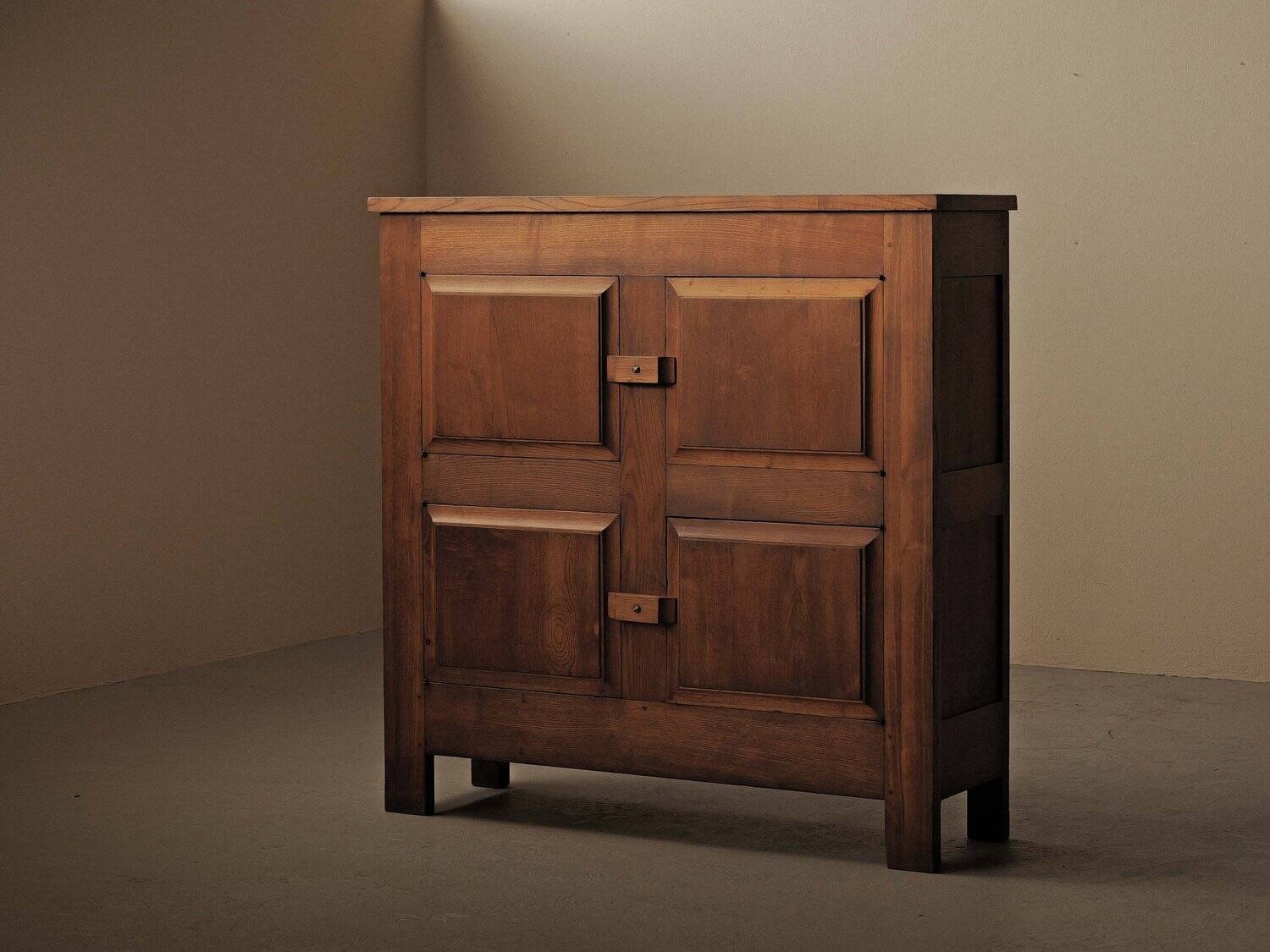 4-door buffet in solid oak, France, around 1960