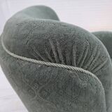 1960s, Danish armchair, light green furniture wool, oak wood legs.