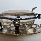 Glass and silver-plated sugar bowl