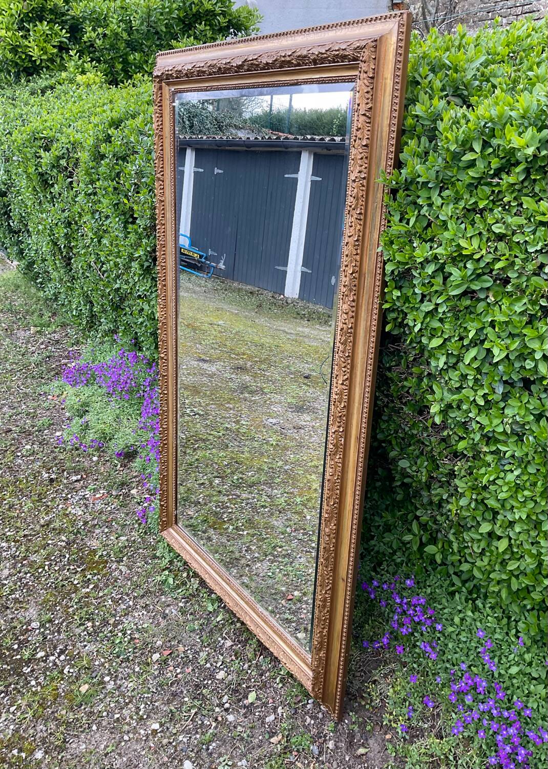 Old plastered and gilded wooden mirror 138x84