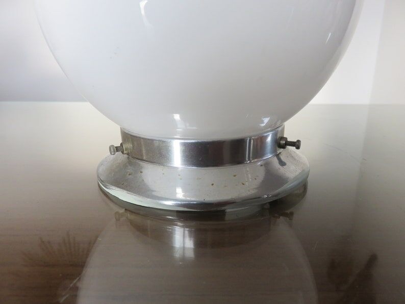 Ceiling lamp ball opaline white art deco years 30 40