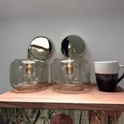Pair of vintage smoked glass wall lights