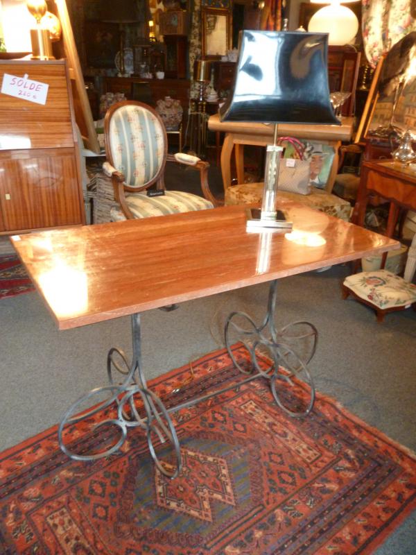 Wrought iron and marble console table
