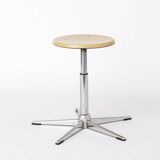 Set of 4 Vintage Industrial Stools 1970s, Chrome Adjustable Stools