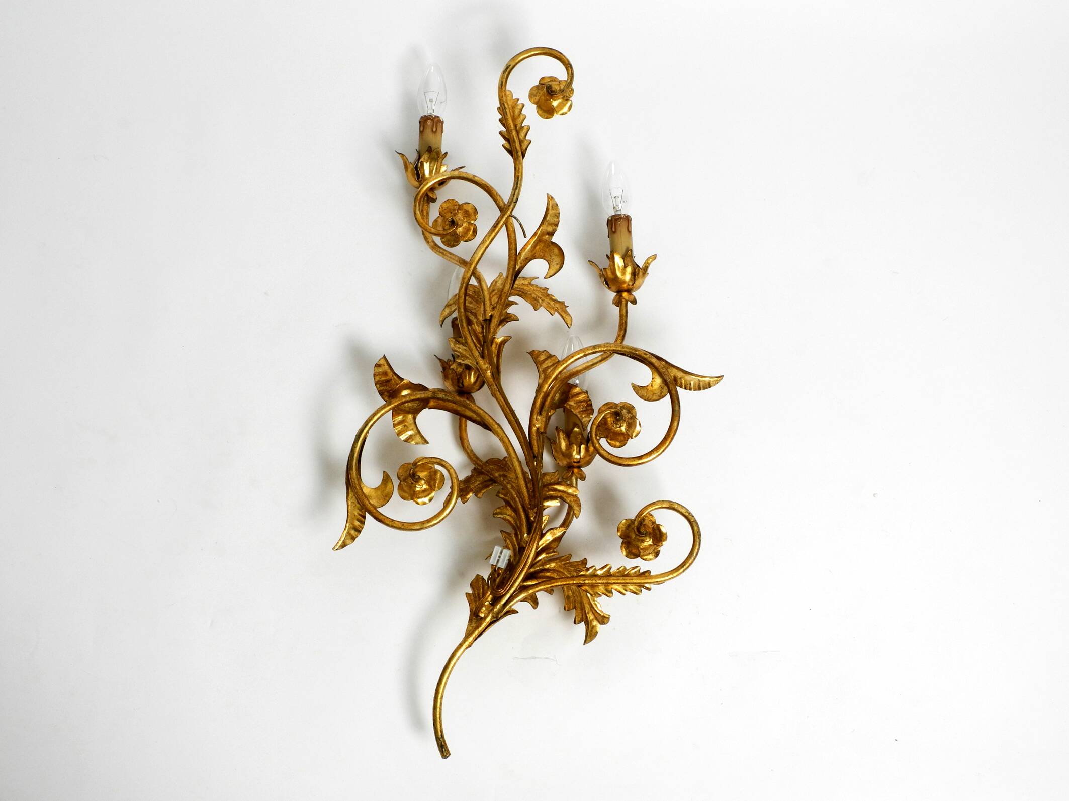 XL 1960s Italian gold-plated wall lamp with four sockets | heigh 80ccm