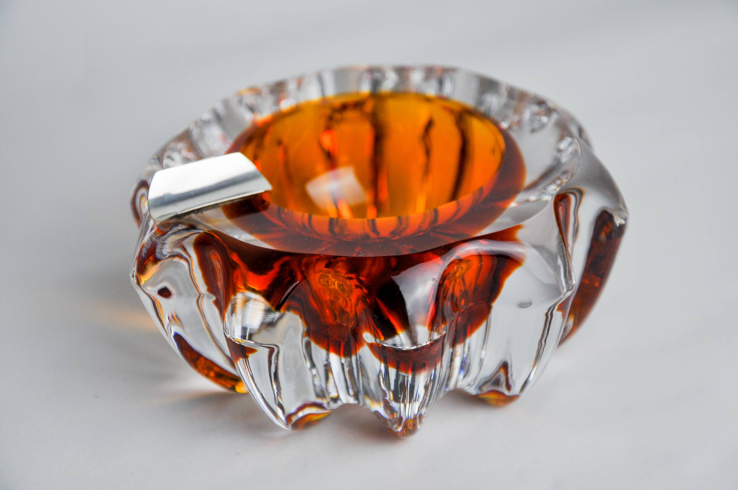 Orange Sommerso ashtray by Seguso, Murano glass, Italy, 1970