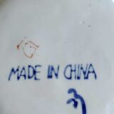 Handcrafted Chinese vase shaped ball in enamelled ceramic. Floral motifs/Ribboned friezes