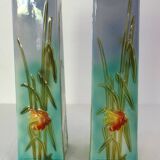 Pair of Saint Clement barbotine vases H 39cm circa 1900