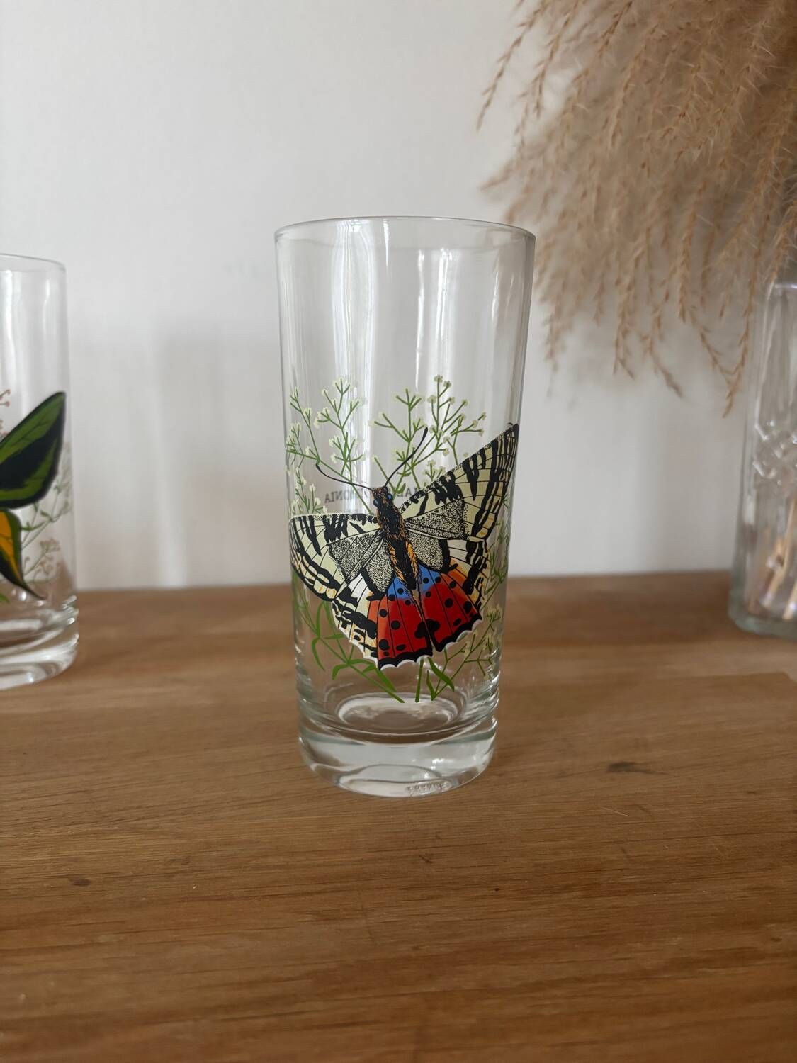 Vintage lot de 3 verres à eau papillons du monde