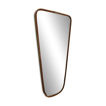 Vintage 1960 asymmetrical mirror, free-form, gold and red - 71 x 3