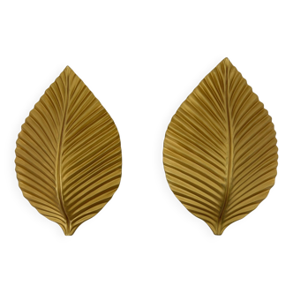 Set of 2 wall lamps golden leaf , 1970s