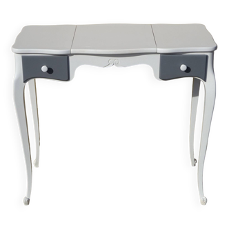 Desk/dressing table, wooden, white and gray