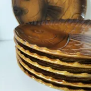 6 antique fish barbotine plates – Saint-Clément