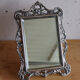 Small antique table mirror in Louis XVI style, silver-plated metal.