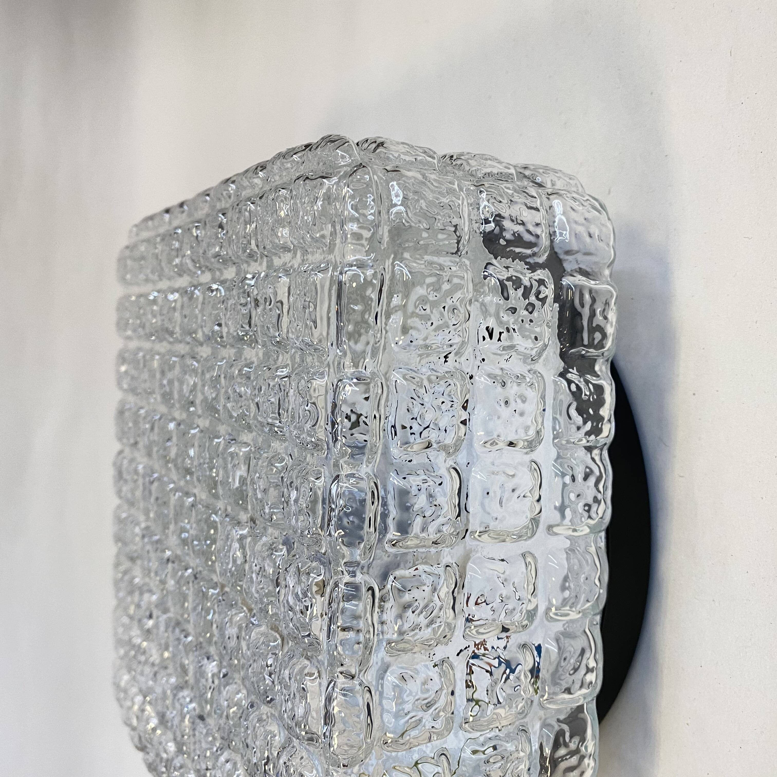 Square glass wall light ceiling lamp 1970 1980 seventies eighties