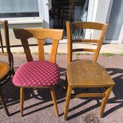 Set of 6 mismatched vintage wooden bistro chairs