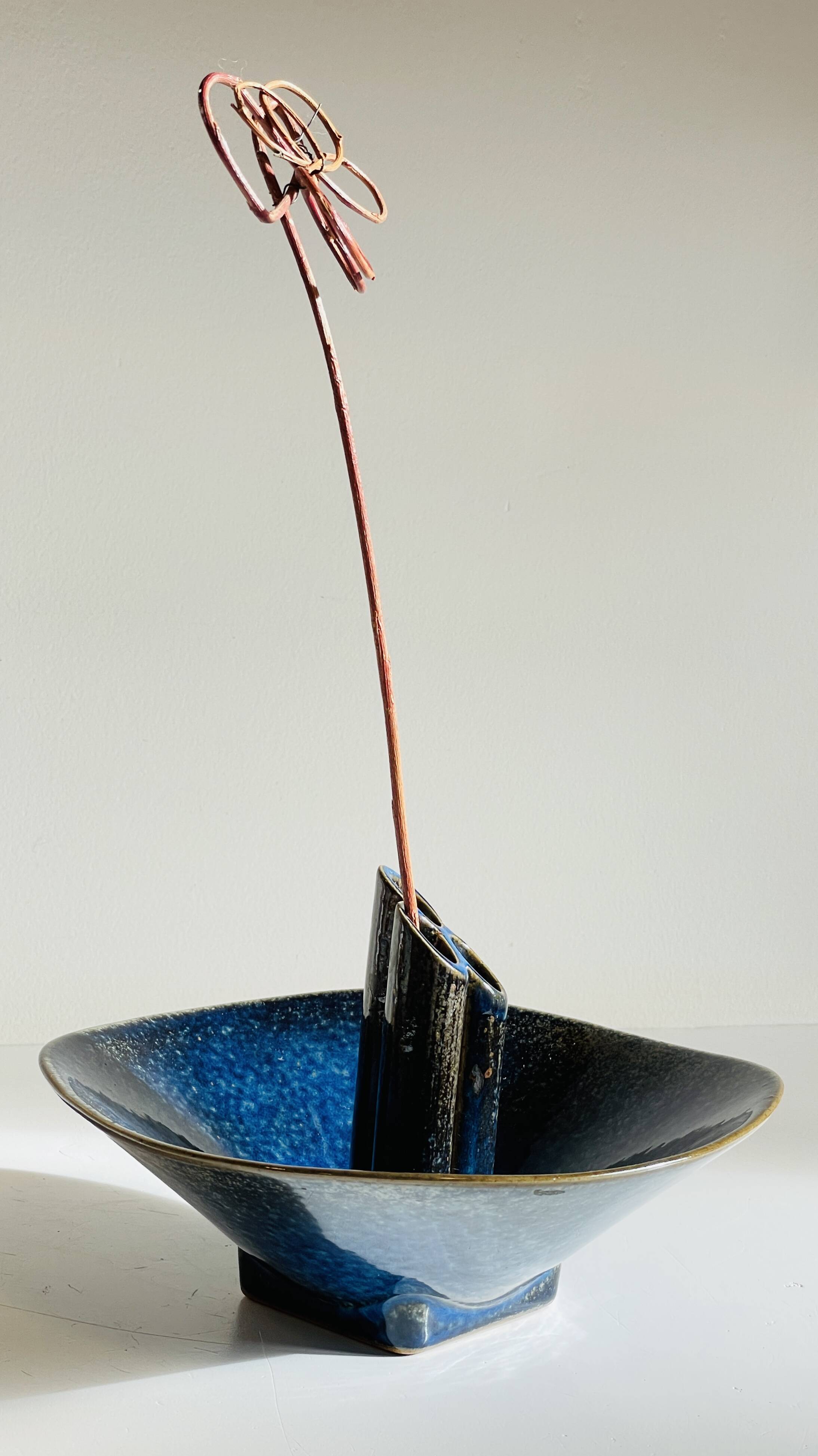 Vase céramique bleue vintage