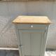 Vintage Parisian cupboard with 1 door, 1 drawer, reimagined in grey-green.