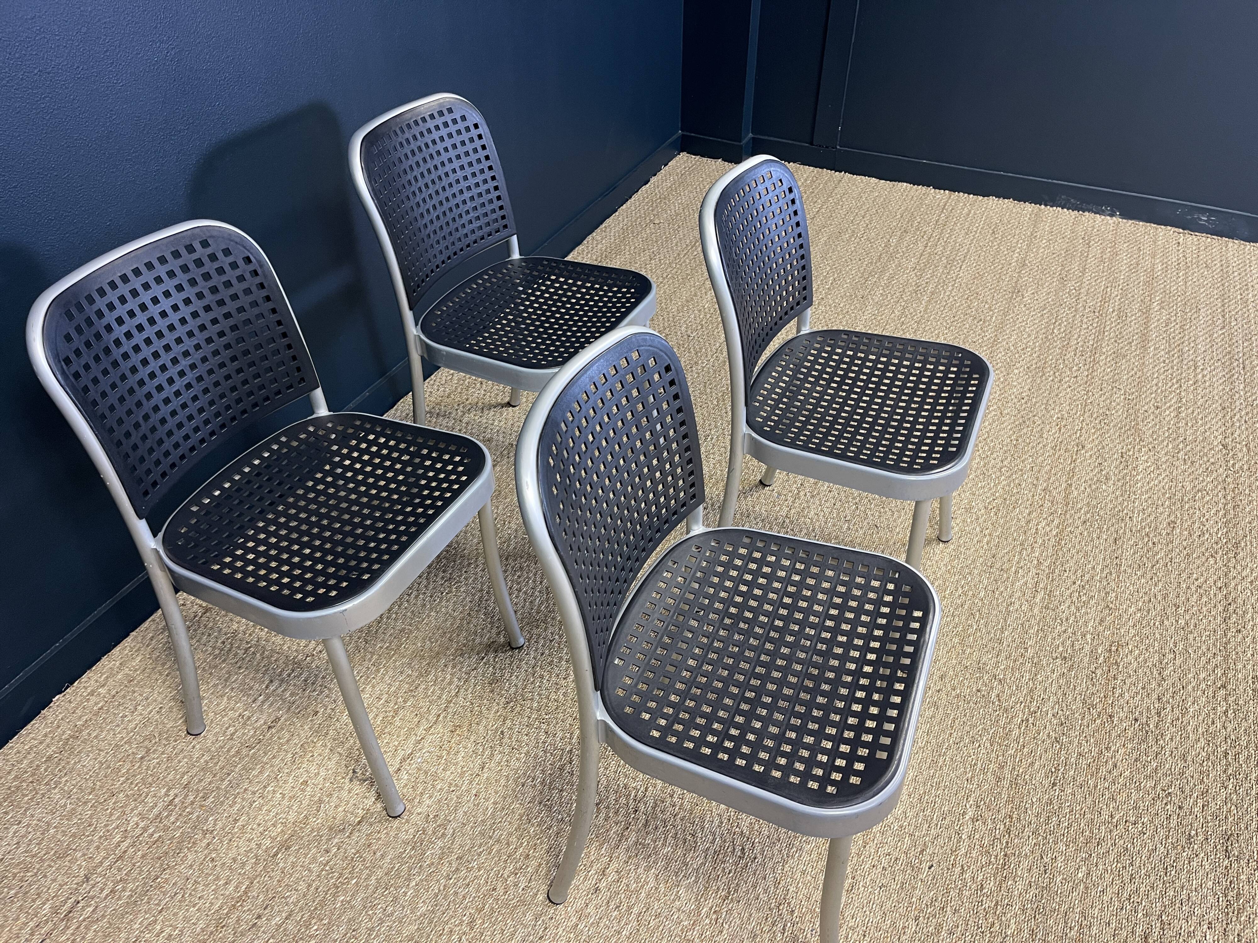 Set of 4 Silver chairs by Magistretti for Padova 1980 Italy