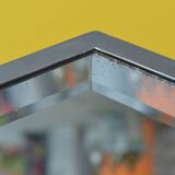 Art-deco mirror tray in chrome metal with beveled mirror
