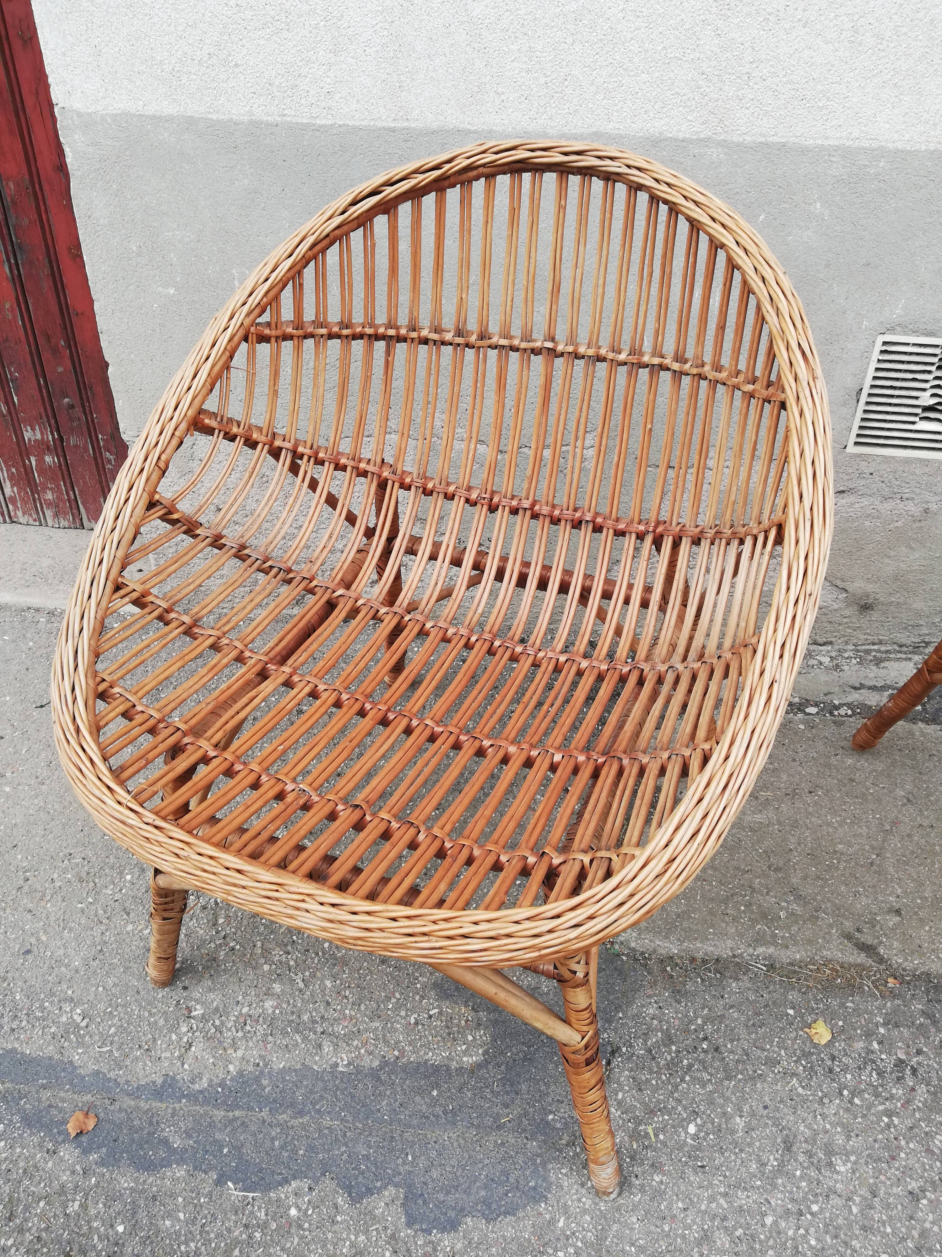 Paire de fauteuils vintage rotin