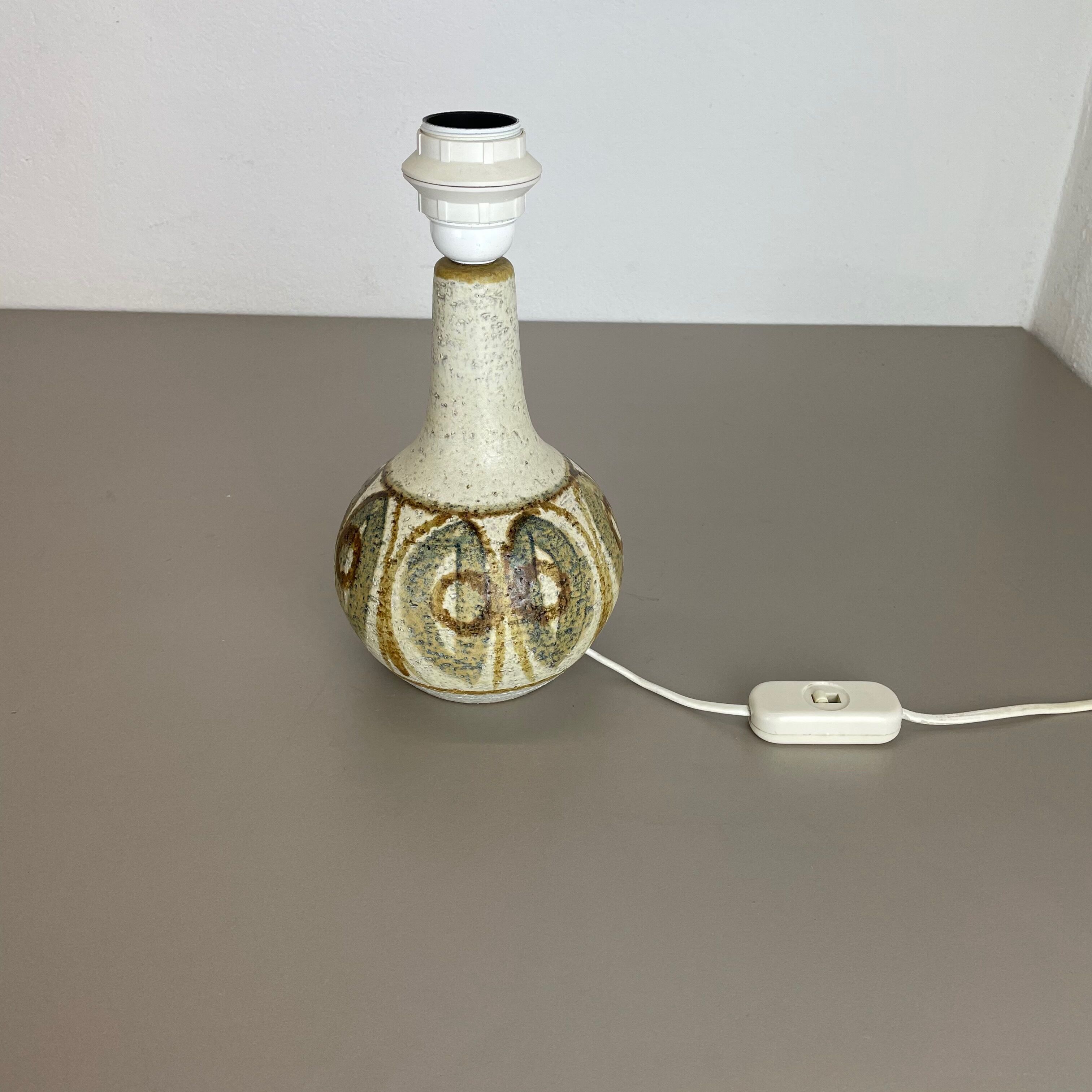 Ceramic studio pottery table light base by soholm  ceramic denmark 1970