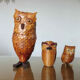 Set of 3 boxes "owl" bamboo 70s