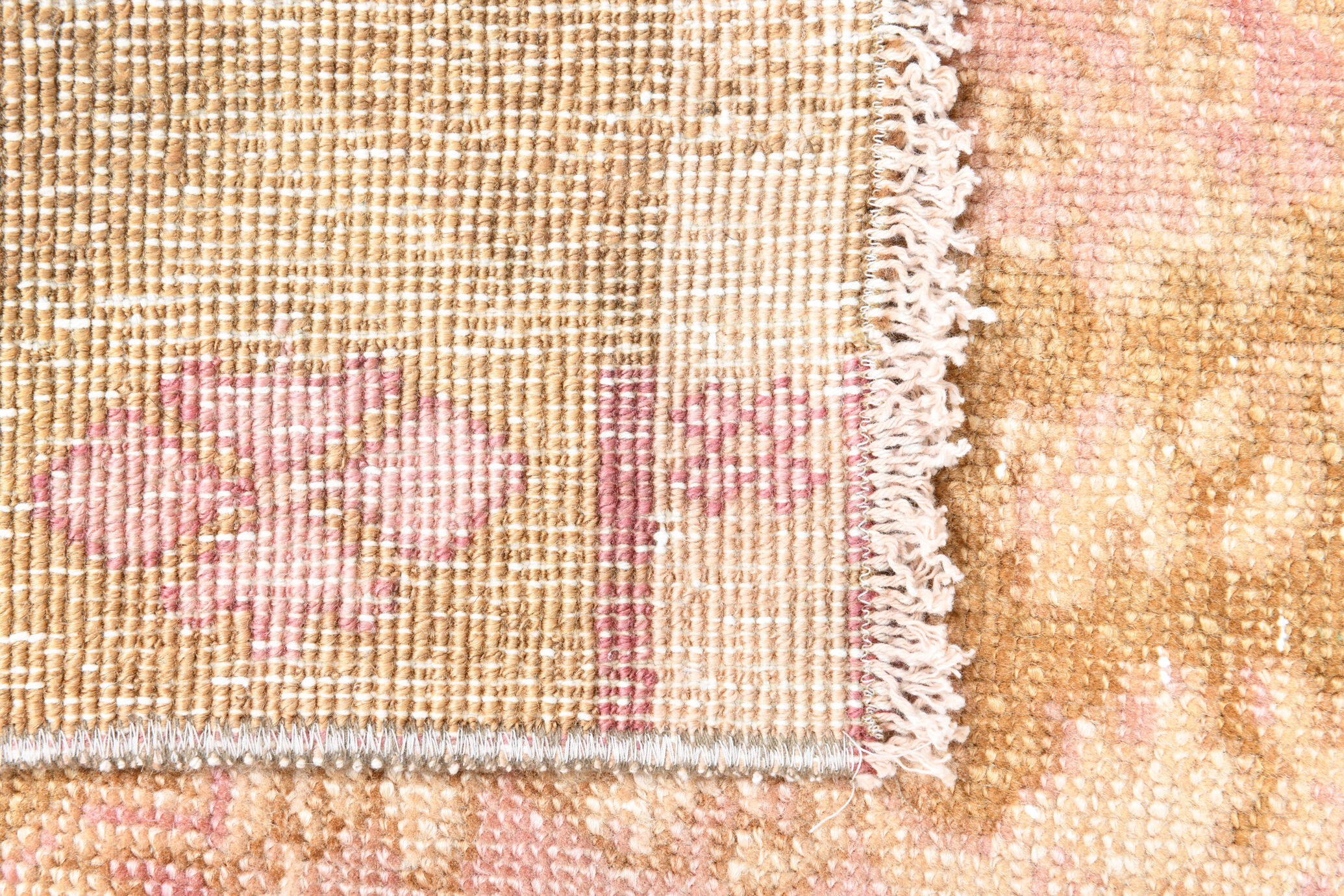 2x7 pink and brown turkish runner rug, 204x58cm