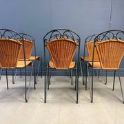 Chaises en osier par Frederick Weinberg, années 1960, ensemble de 6