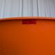 Vintage Overman Meblo Chairs: Orange & Brown Fabric, Stackable - Set of 2