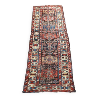 Old Caucasian Kazakh hallway rug: 3.96 x 1.08 meters