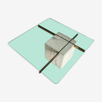 Artedi coffee table in travertine and glass 1970