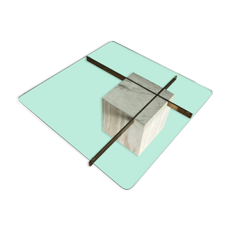 Table basse Artedi en travertin et verre 1970