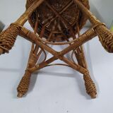 Round low stool rattan - vintage - old