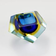 Faceted diamond caviar bowl Mandruzzato Sommerso, Murano glass, Italy, 1960s