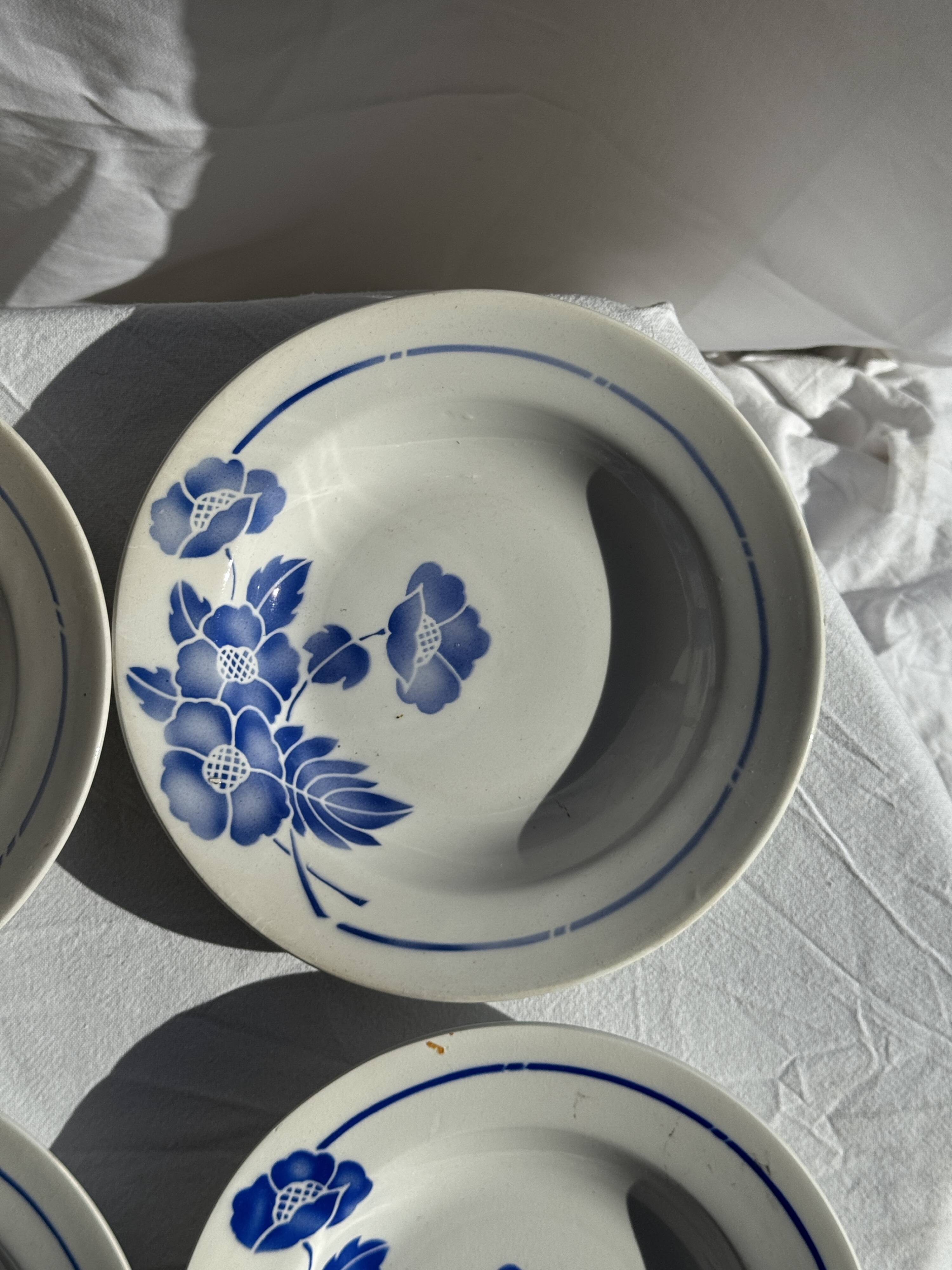 Set of 14 antique deep plates Moulin des Loups Hamage Model Edmond