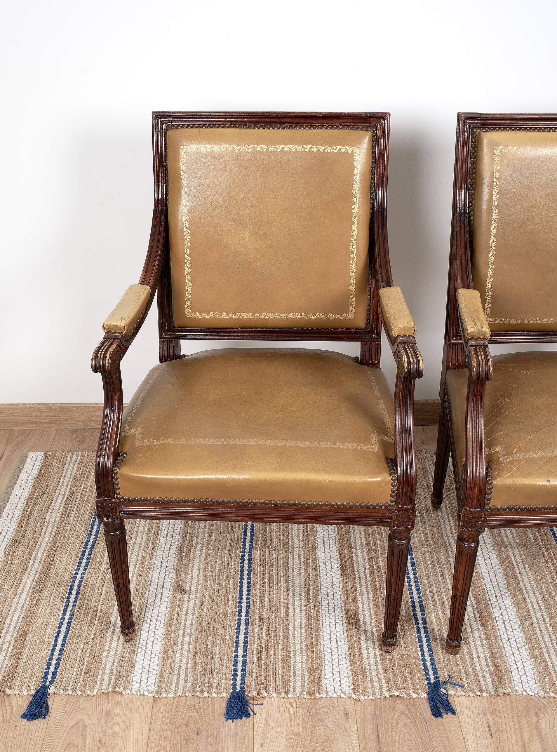 Pair of Louis XVI office armchairs