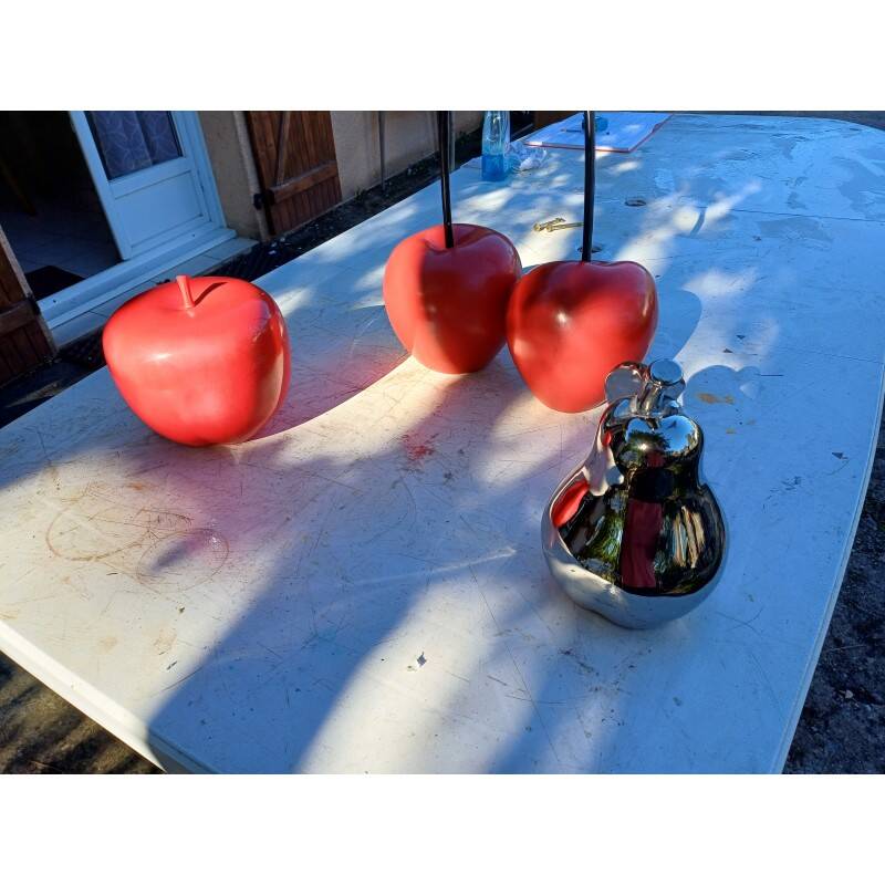 Vintage fruit set in resin and earthenware
