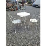 Salon de jardin en fer forgé 3 fauteuils + 1 table